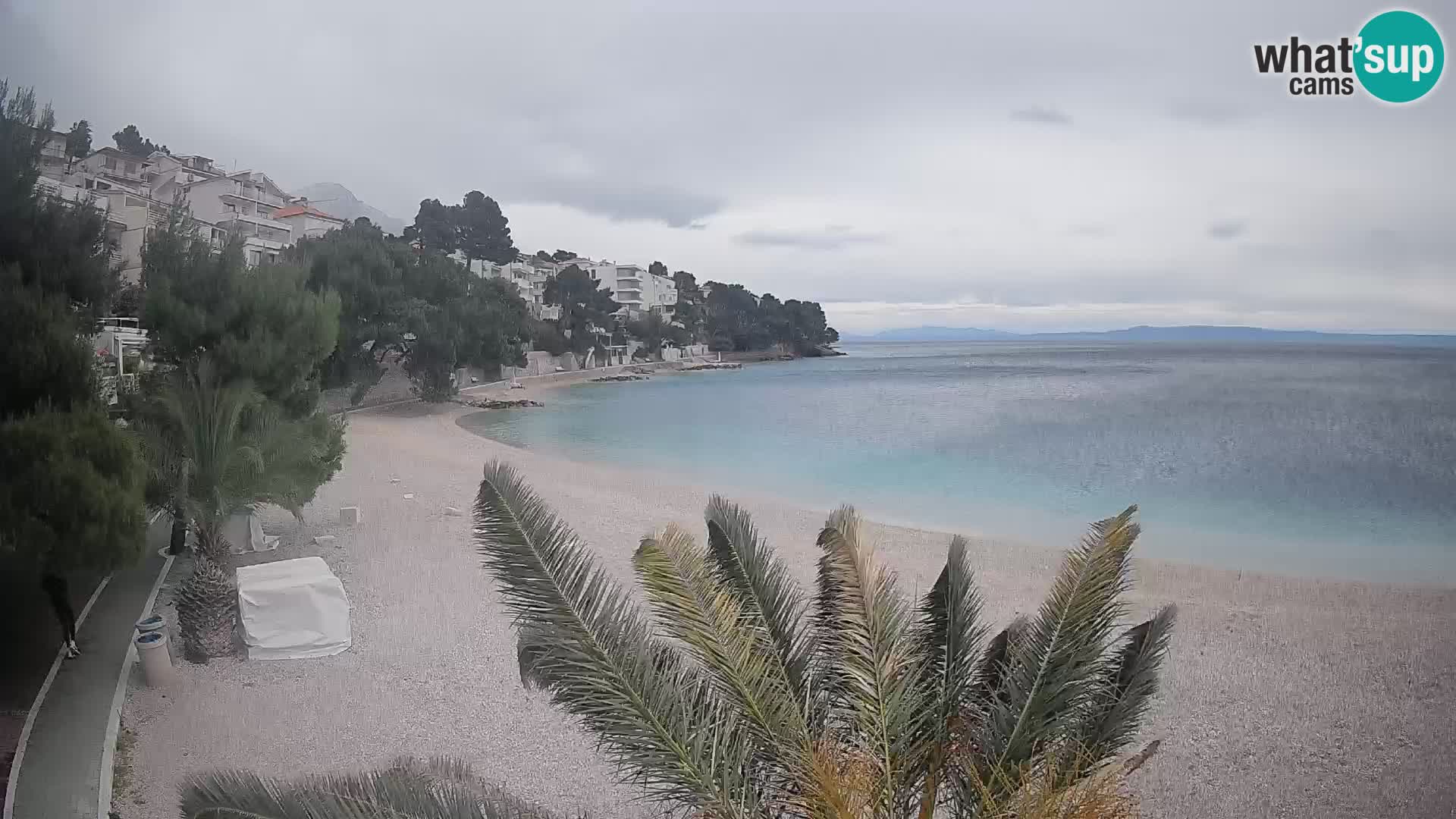 Web kamera Plaža Lučica Brela – Pogled uživo na jadransku obalu