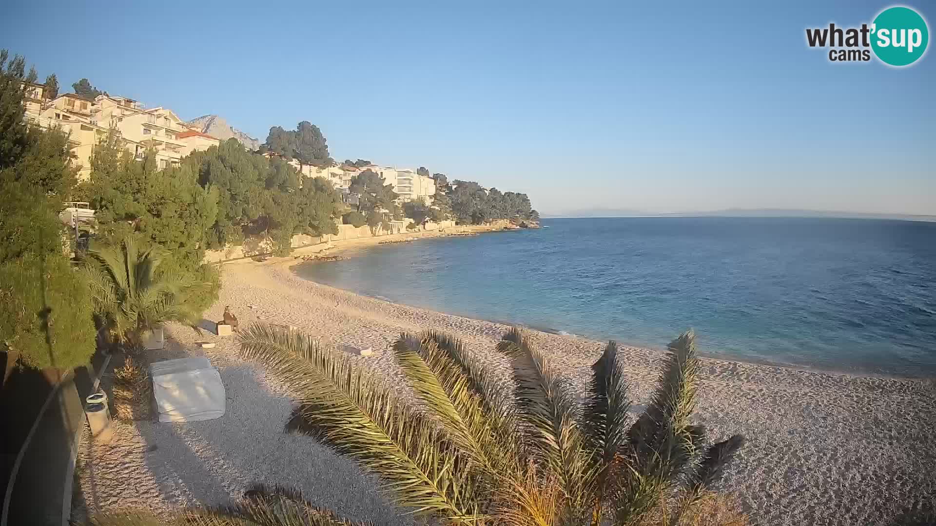 Webcam Lučica Strand Beach Brela – Liveblick von der Adriaküste