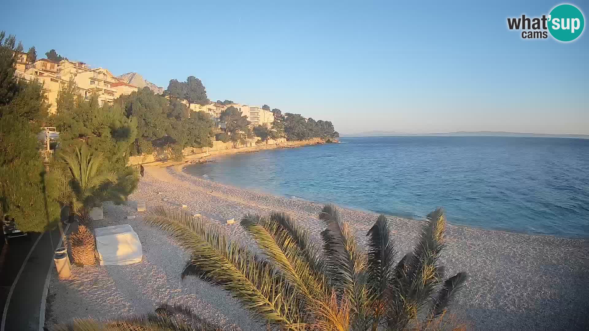 Webcam Lučica Strand Beach Brela – Liveblick von der Adriaküste