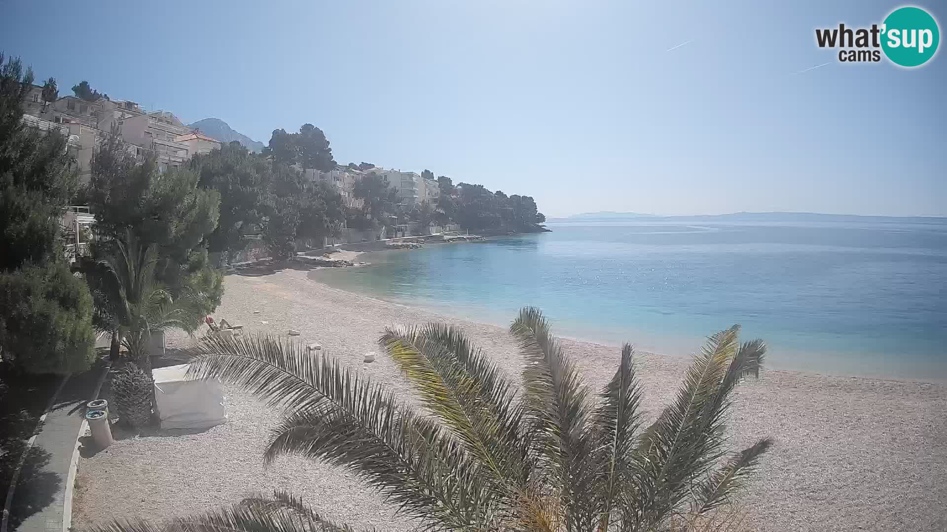 Webcam Lučica Strand Beach Brela – Liveblick von der Adriaküste