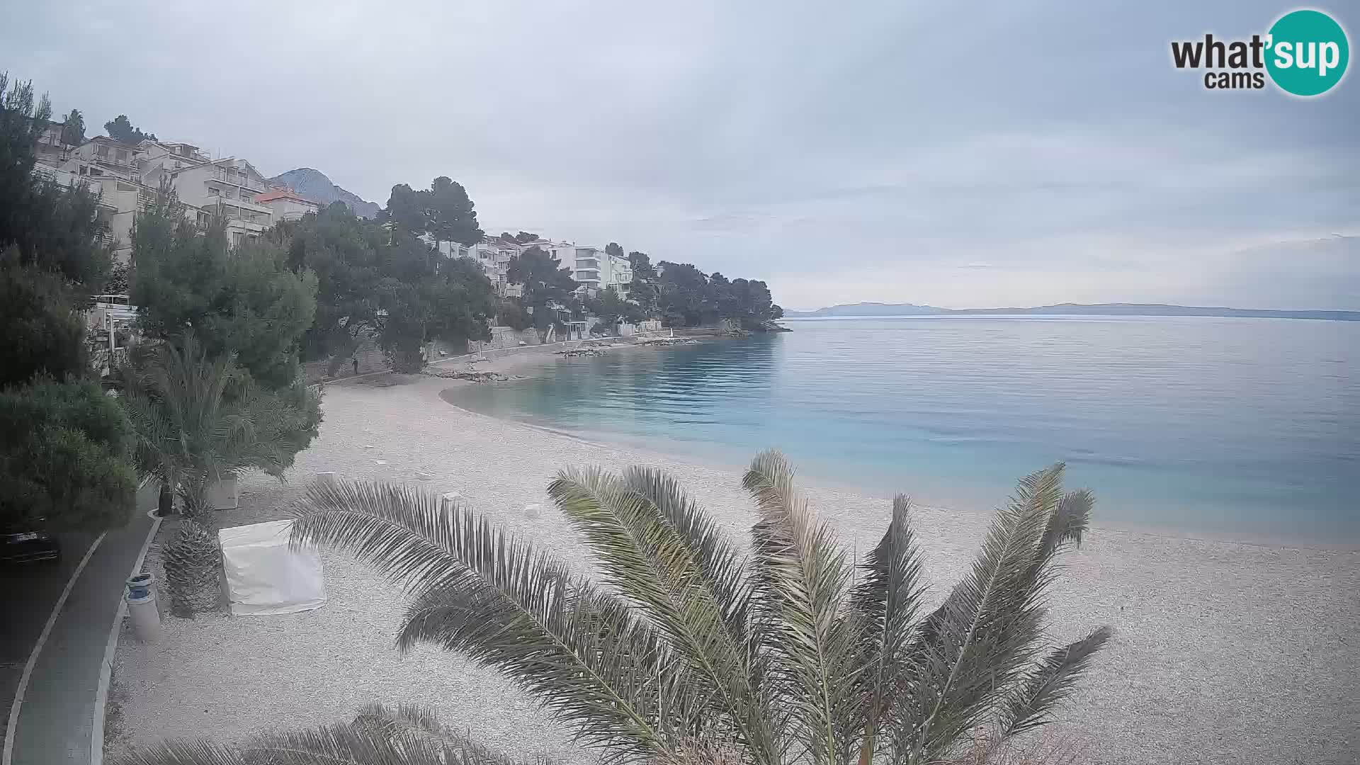 Webcam Lučica Strand Beach Brela – Liveblick von der Adriaküste