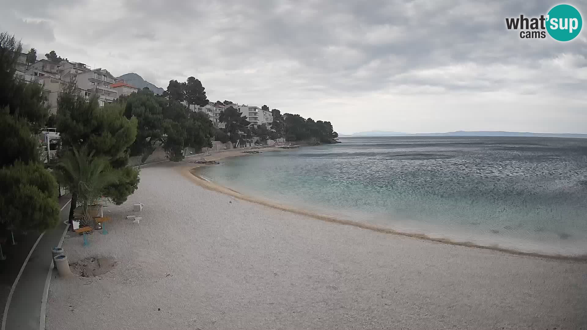 Webcam Lučica Strand Beach Brela – Liveblick von der Adriaküste