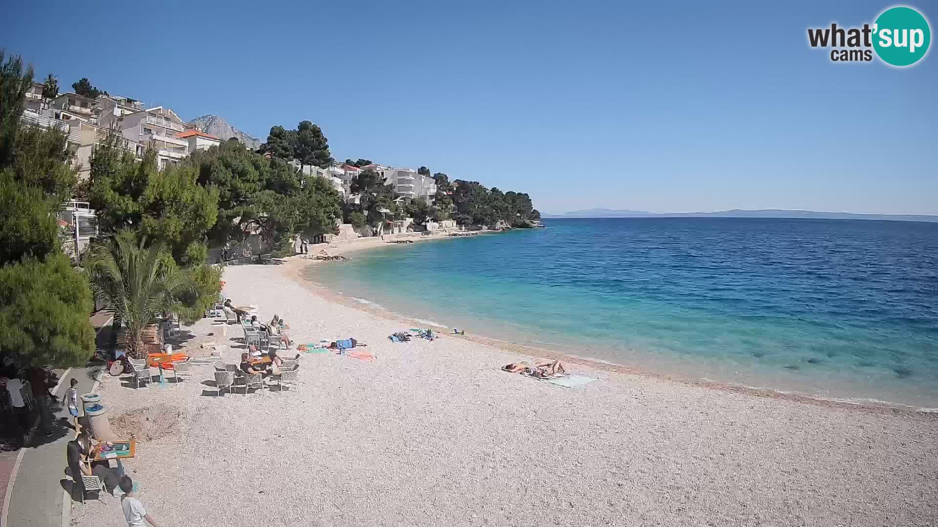 Webcam Lučica Strand Beach Brela – Liveblick von der Adriaküste