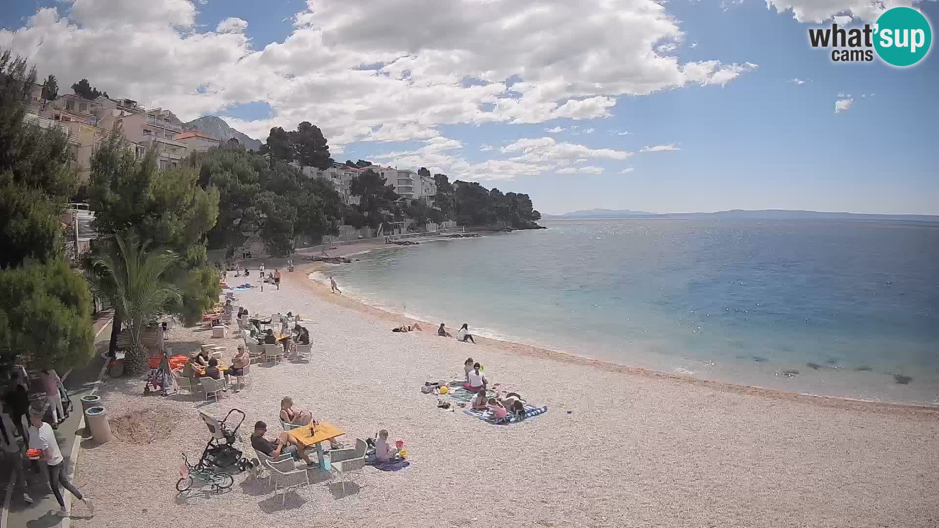 Spletna kamera Plaža Lučica Brela – Pogled v živo na Jadransko obalo
