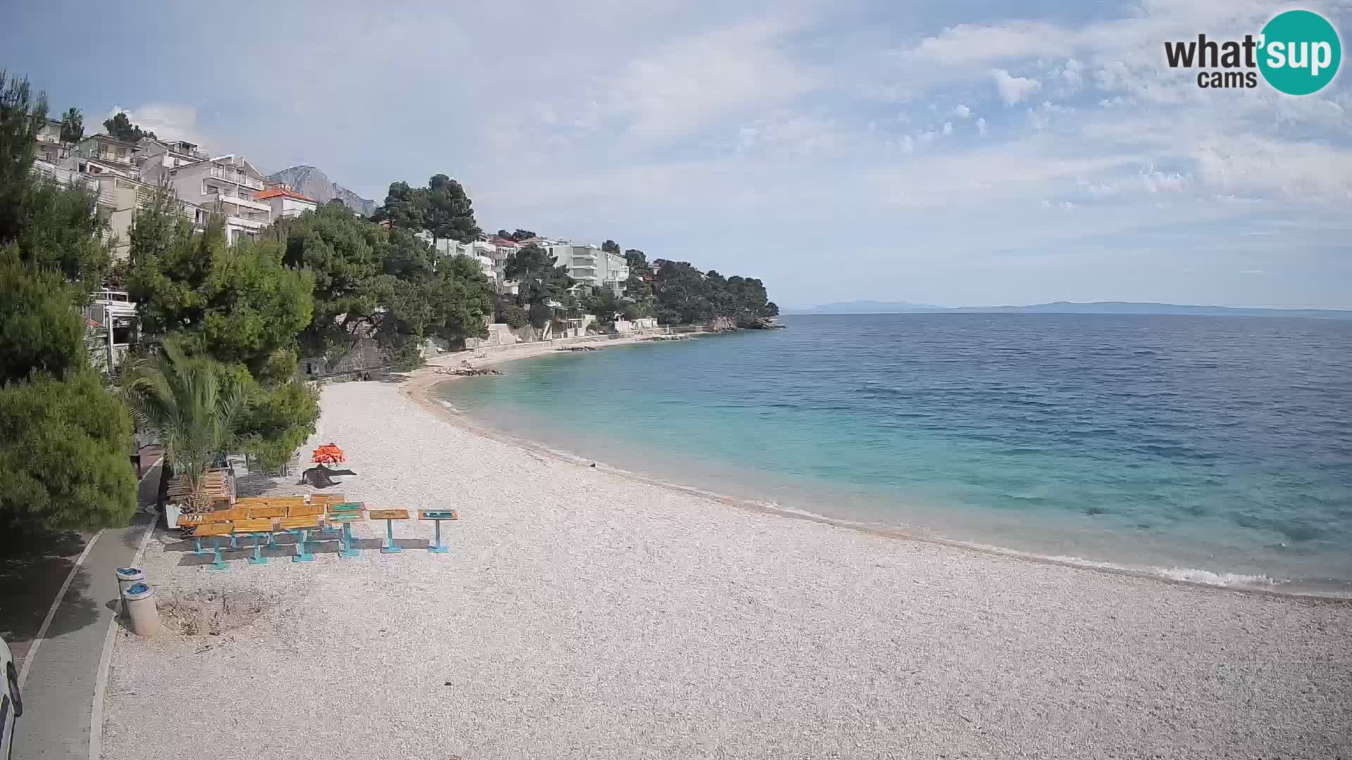 Webcam Lučica Strand Beach Brela – Liveblick von der Adriaküste