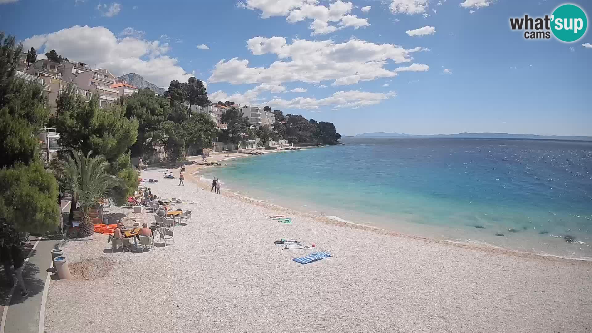 Webcam Lučica Strand Beach Brela – Liveblick von der Adriaküste