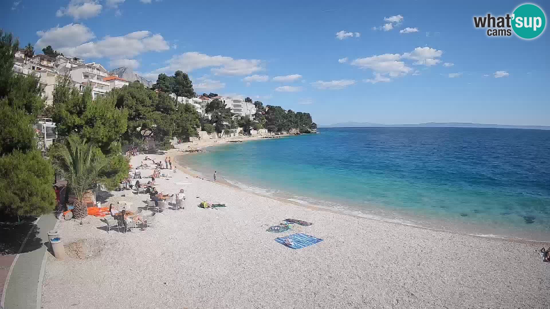 Spletna kamera Plaža Lučica Brela – Pogled v živo na Jadransko obalo