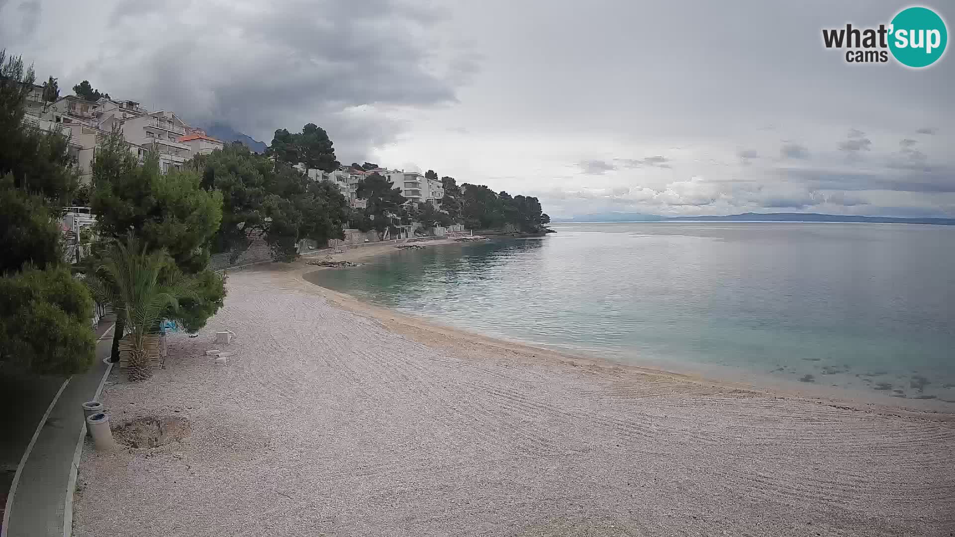 Web kamera Plaža Lučica Brela – Pogled uživo na jadransku obalu