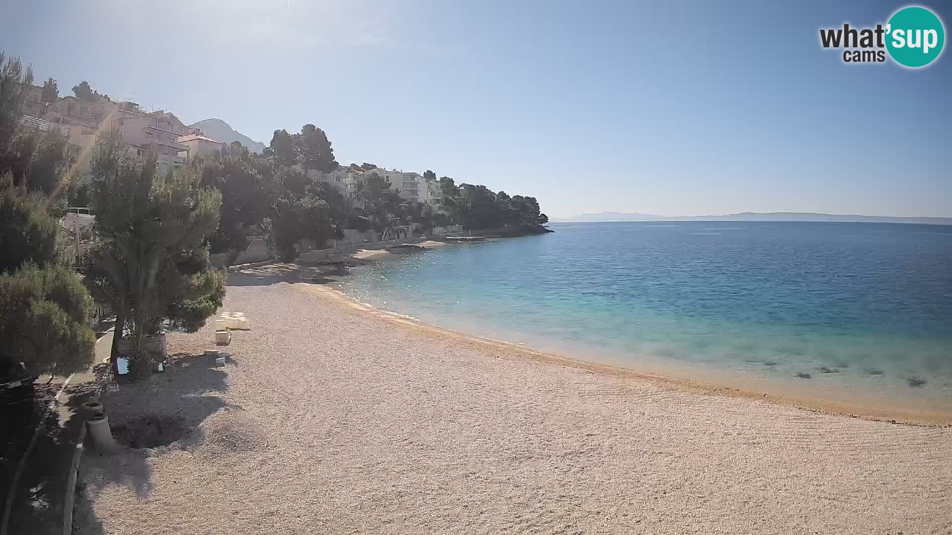 Spletna kamera Plaža Lučica Brela – Pogled v živo na Jadransko obalo
