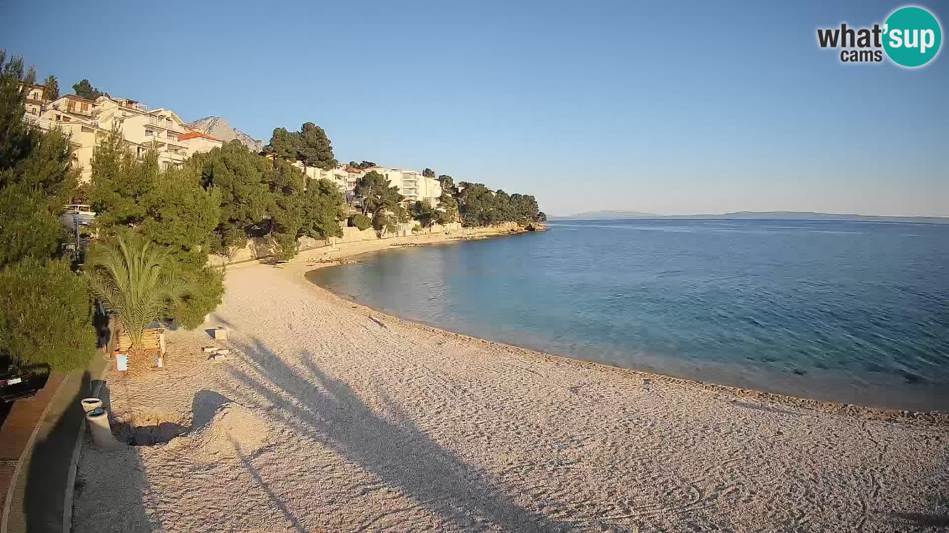 Webcam Lučica Strand Beach Brela – Liveblick von der Adriaküste