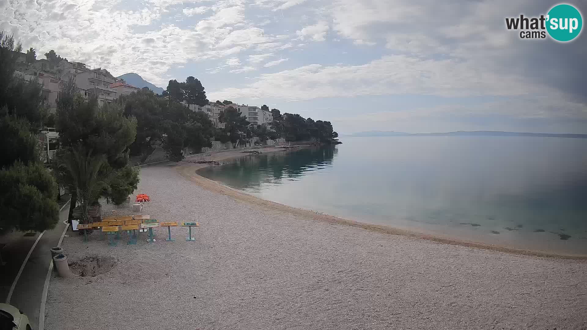 Webcam Lučica Strand Beach Brela – Liveblick von der Adriaküste