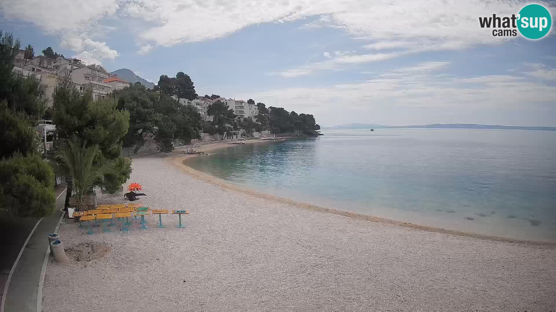 Spletna kamera Plaža Lučica Brela – Pogled v živo na Jadransko obalo