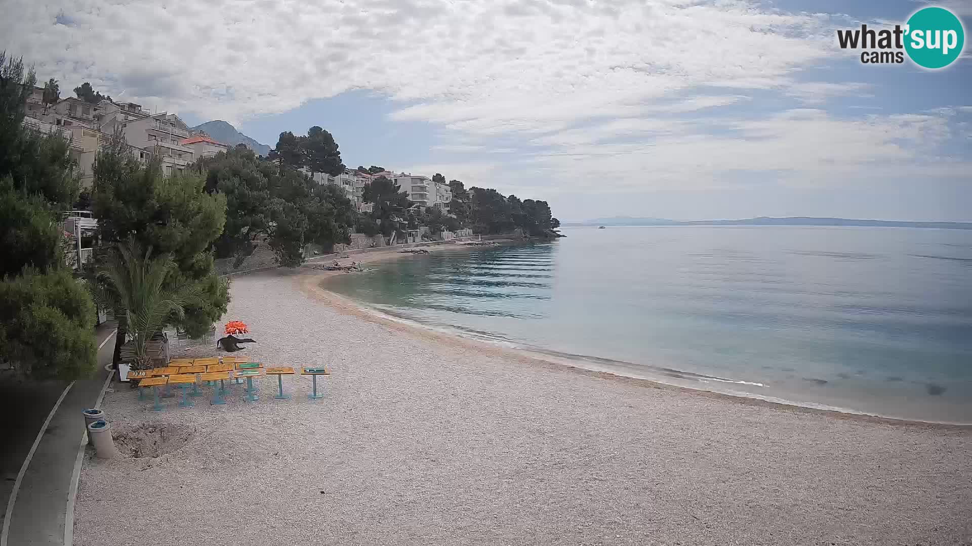 Web kamera Plaža Lučica Brela – Pogled uživo na jadransku obalu