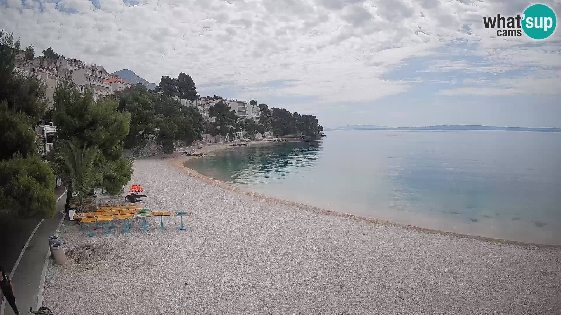 Web kamera Plaža Lučica Brela – Pogled uživo na jadransku obalu