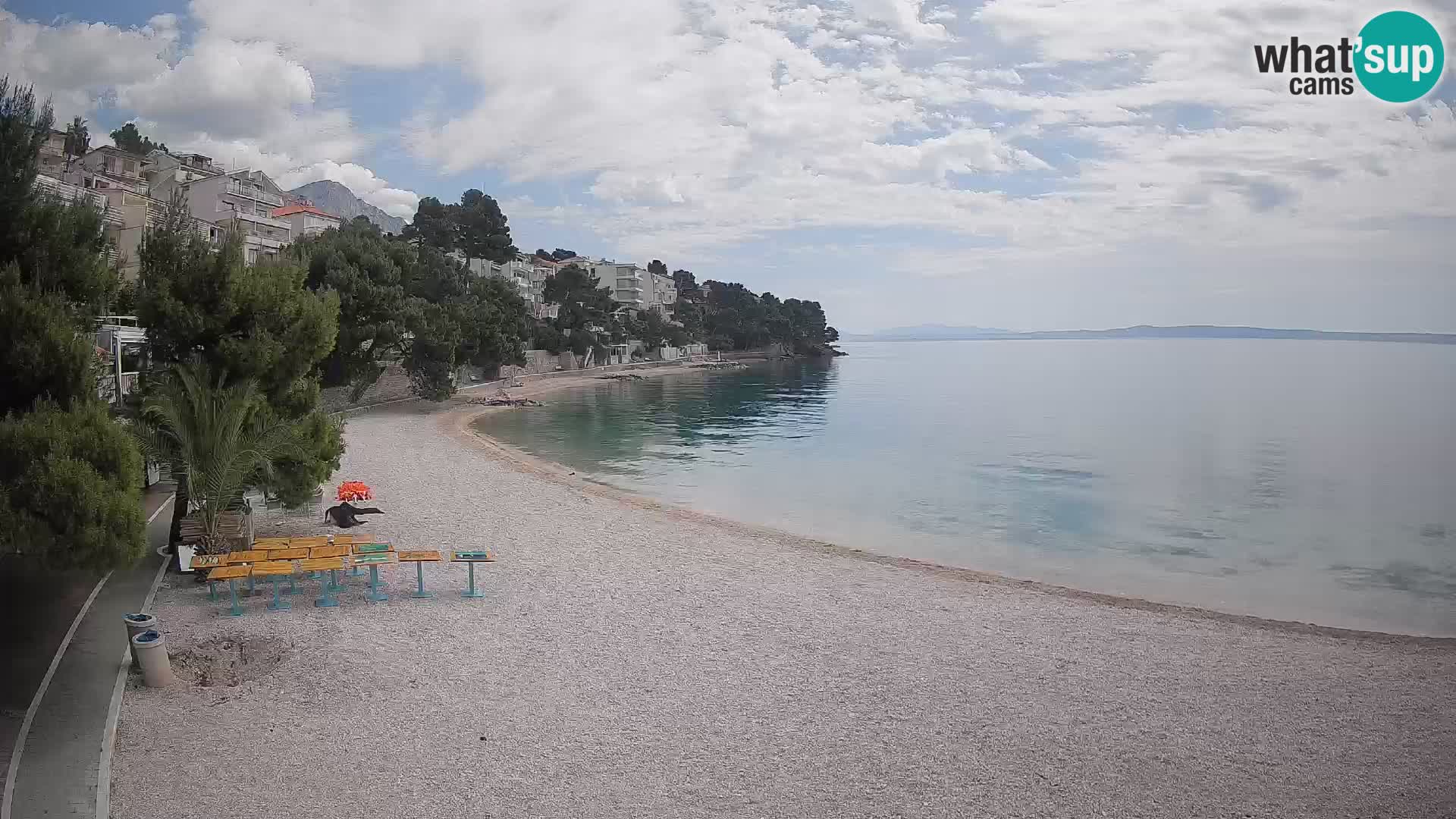 Web kamera Plaža Lučica Brela – Pogled uživo na jadransku obalu