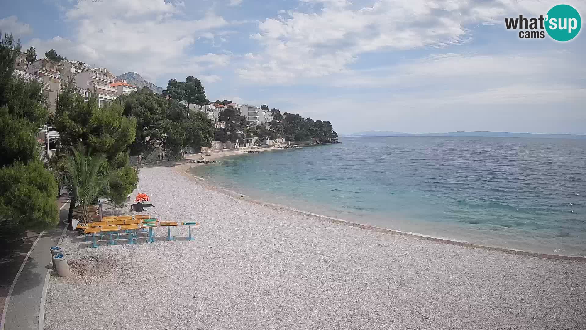 Web kamera Plaža Lučica Brela – Pogled uživo na jadransku obalu