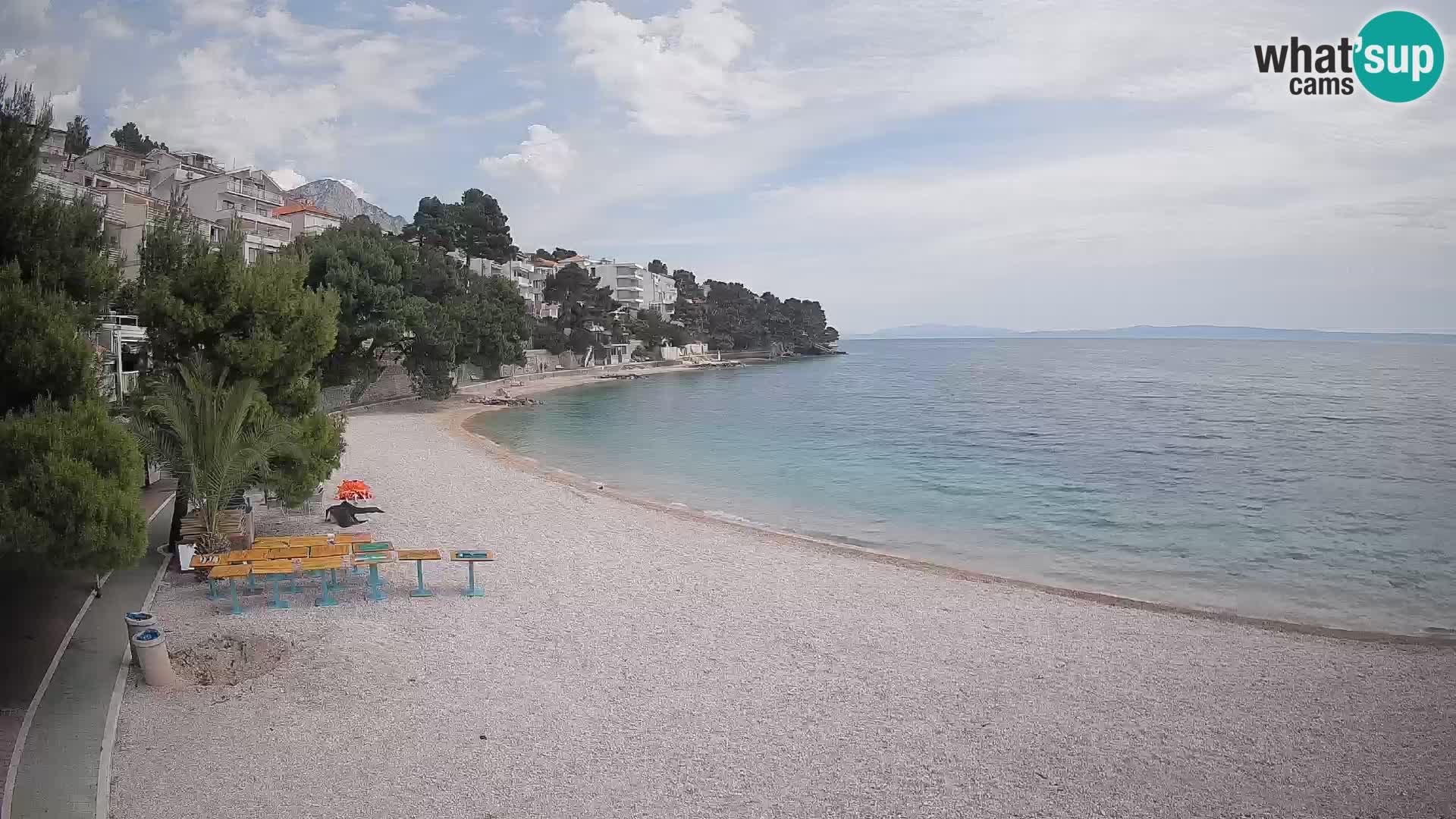 Spletna kamera Plaža Lučica Brela – Pogled v živo na Jadransko obalo