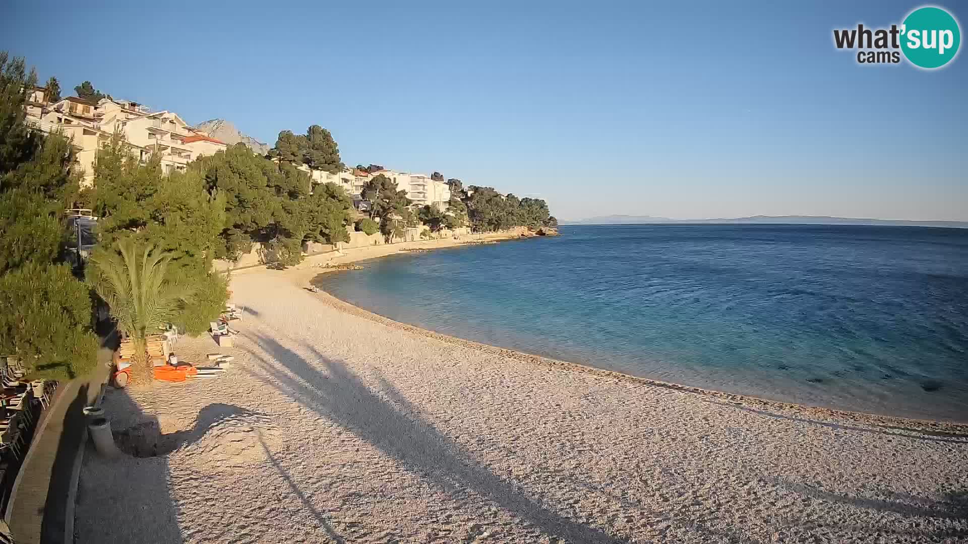 Webcam Lučica Strand Beach Brela – Liveblick von der Adriaküste