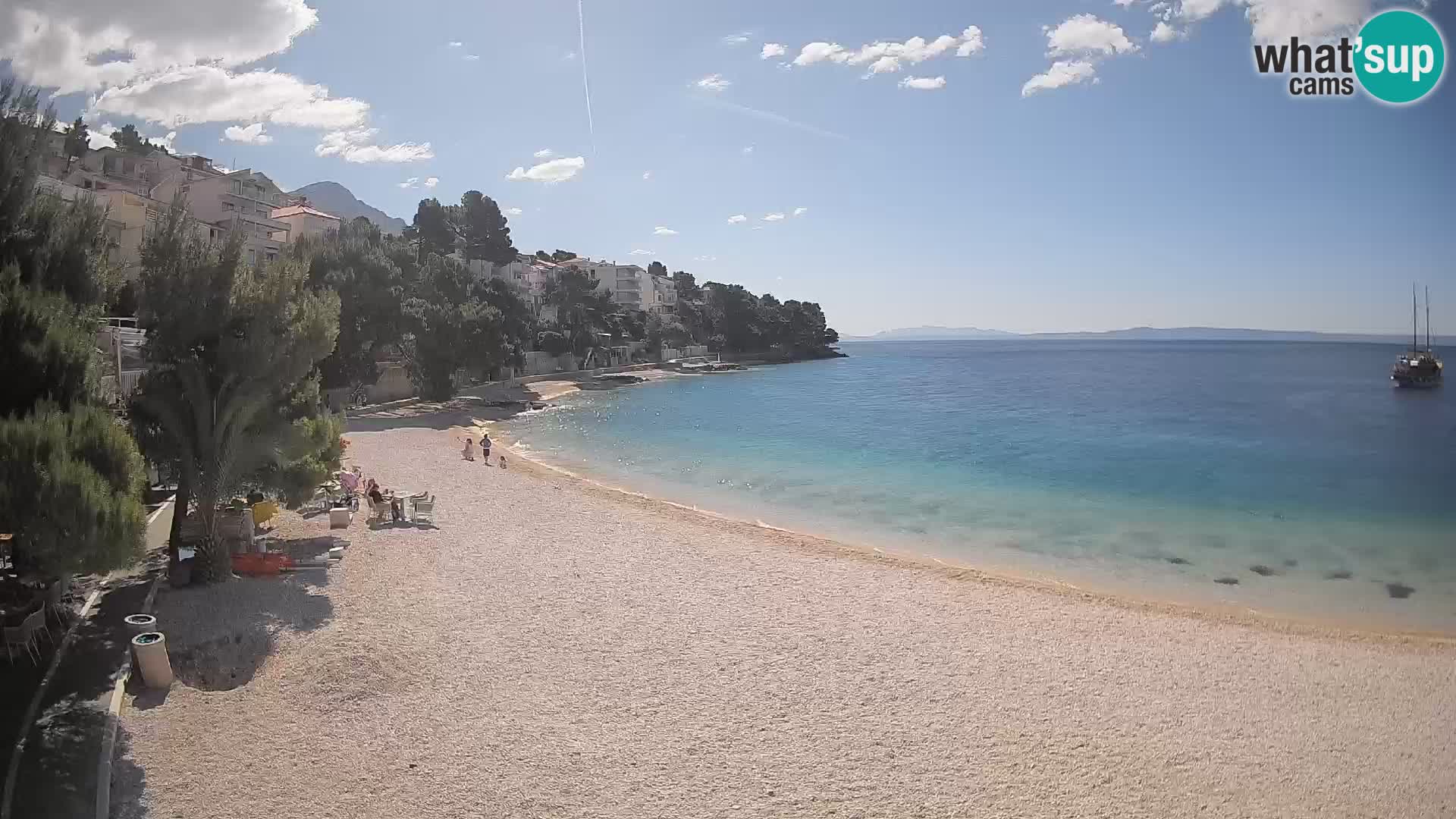Spletna kamera Plaža Lučica Brela – Pogled v živo na Jadransko obalo