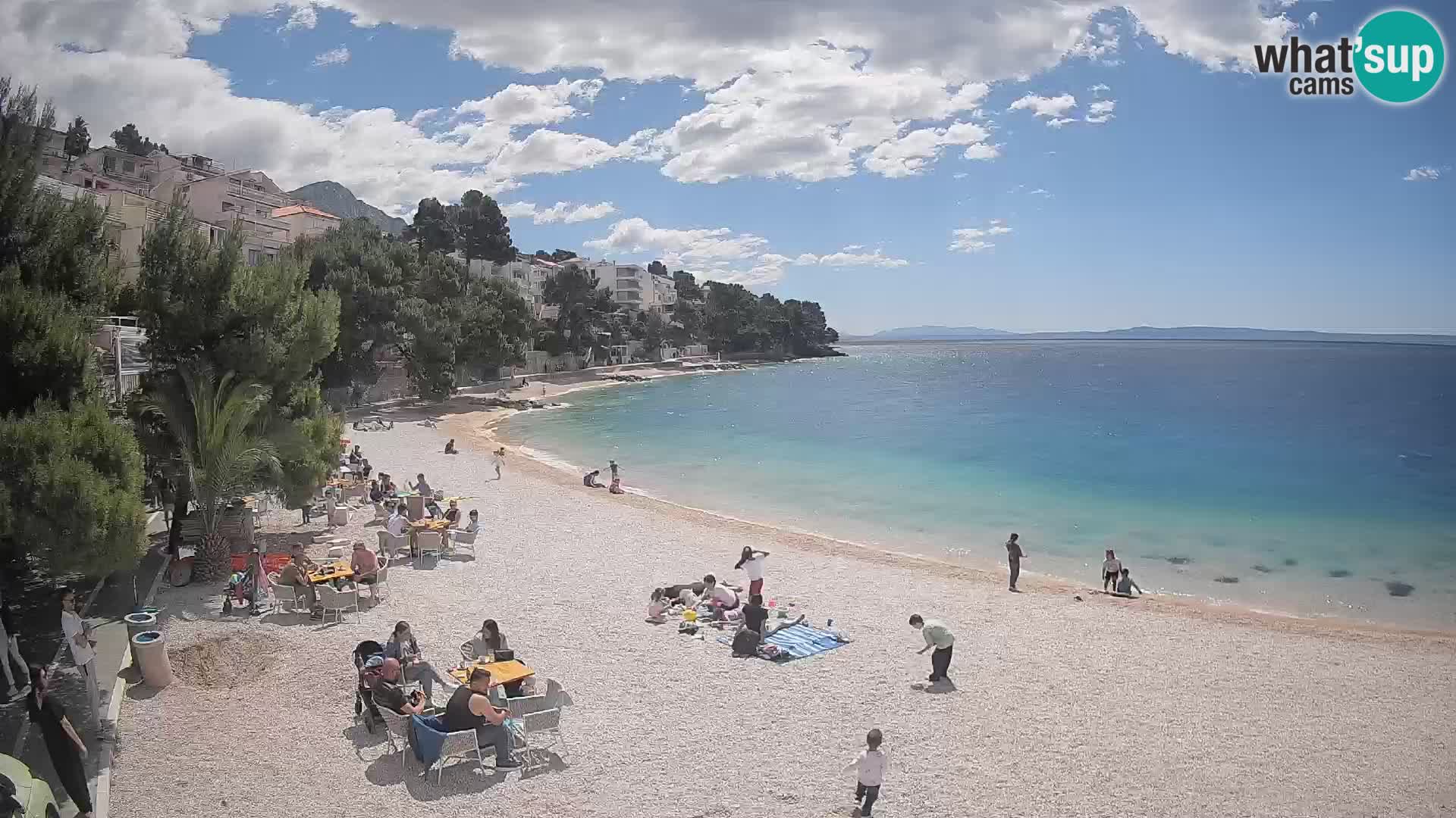 Web kamera Plaža Lučica Brela – Pogled uživo na jadransku obalu
