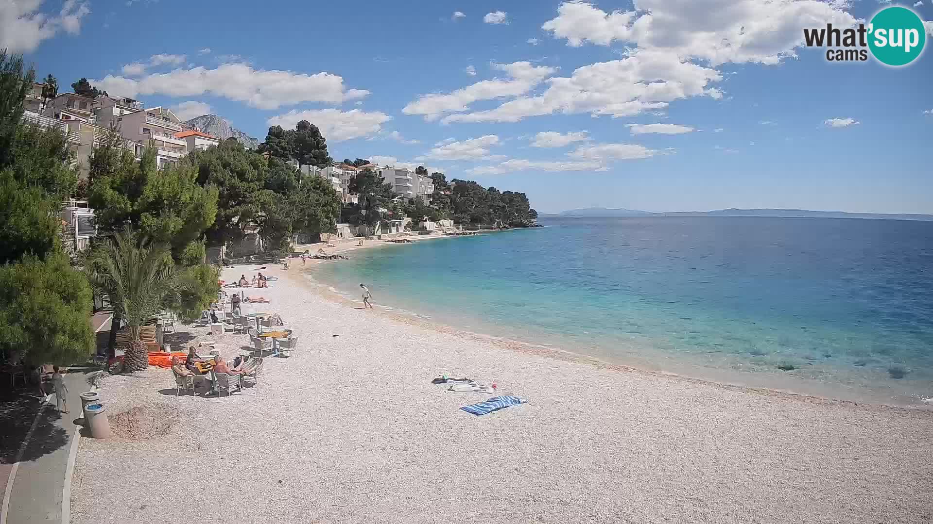 Spletna kamera Plaža Lučica Brela – Pogled v živo na Jadransko obalo