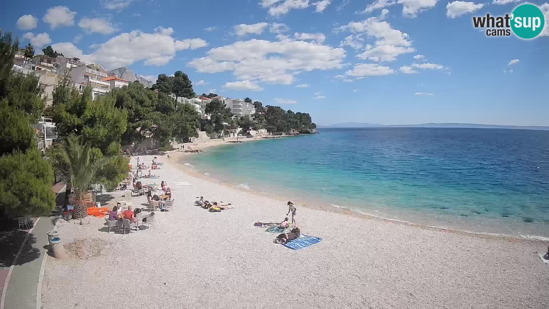 Web kamera Plaža Lučica Brela – Pogled uživo na jadransku obalu