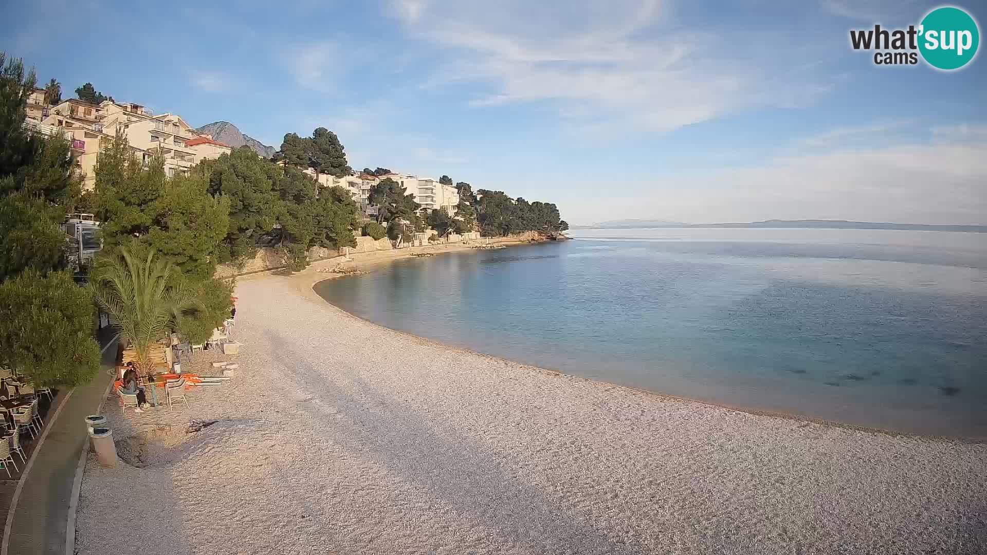 Webcam Lučica Strand Beach Brela – Liveblick von der Adriaküste