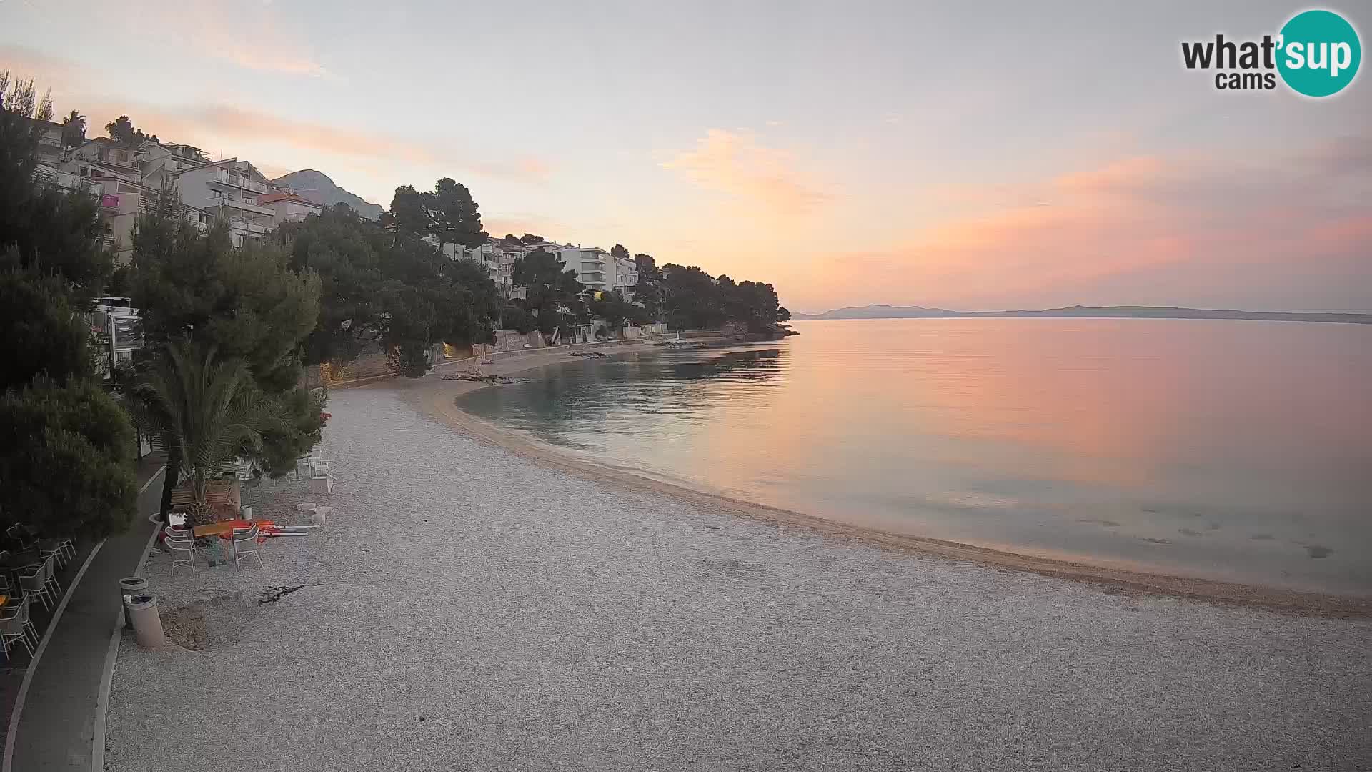 Webcam Lučica Strand Beach Brela – Liveblick von der Adriaküste