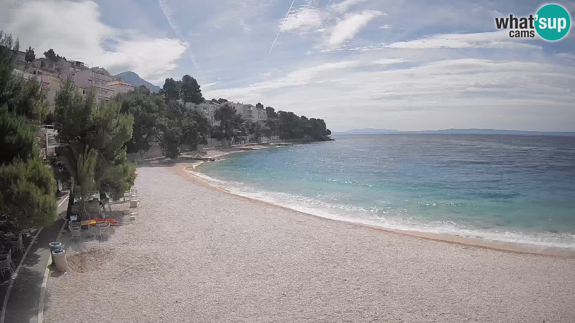 Web kamera Plaža Lučica Brela – Pogled uživo na jadransku obalu