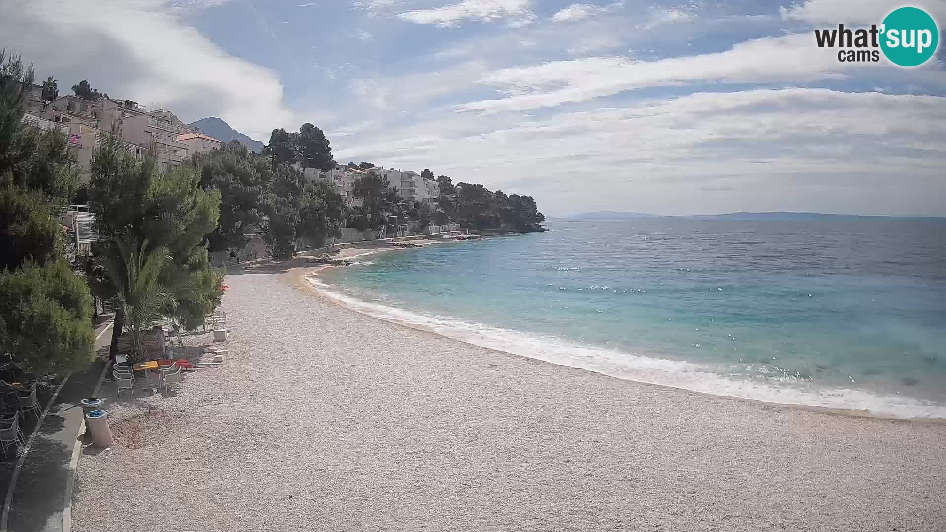 Web kamera Plaža Lučica Brela – Pogled uživo na jadransku obalu