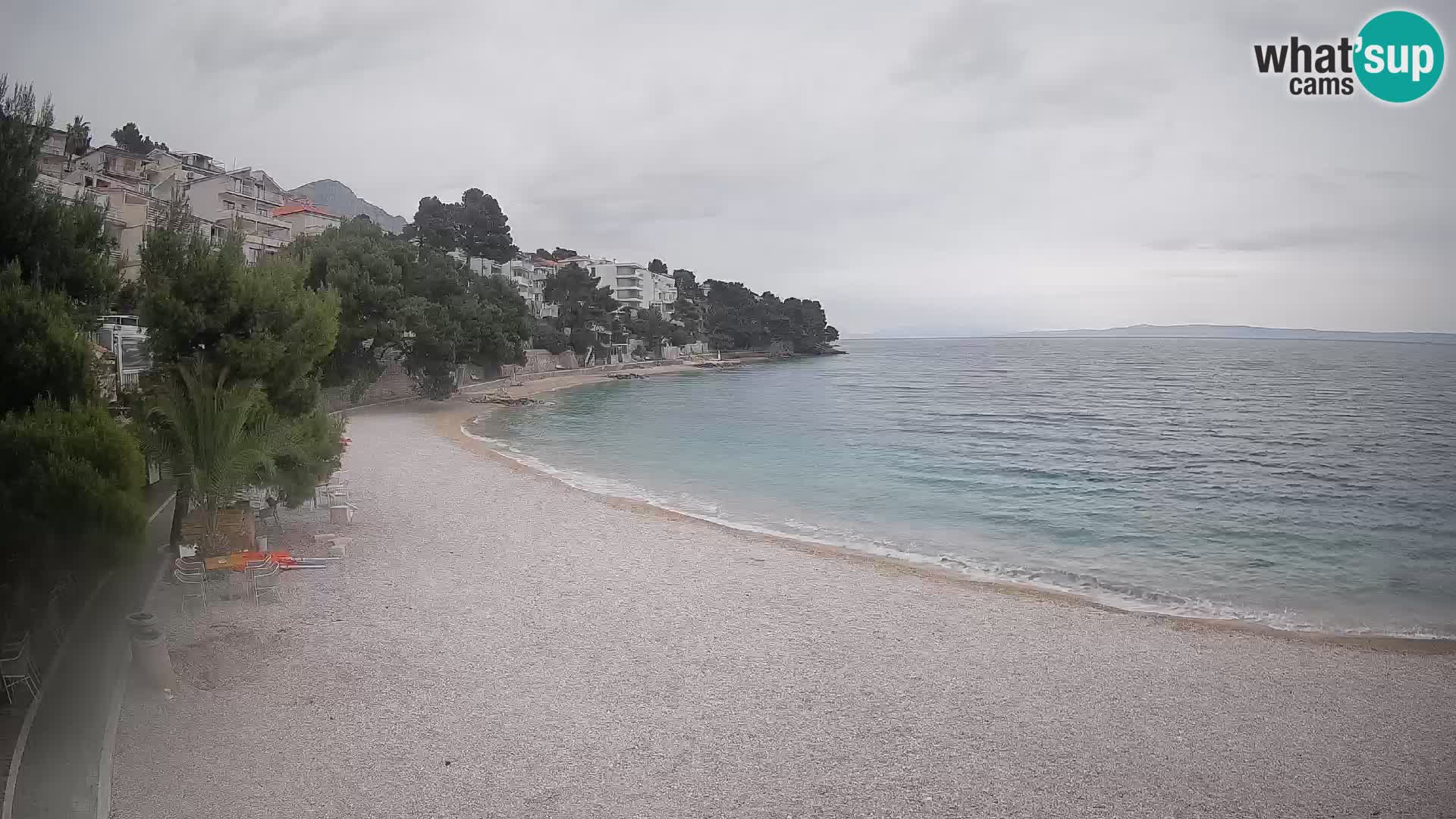 Web kamera Plaža Lučica Brela – Pogled uživo na jadransku obalu