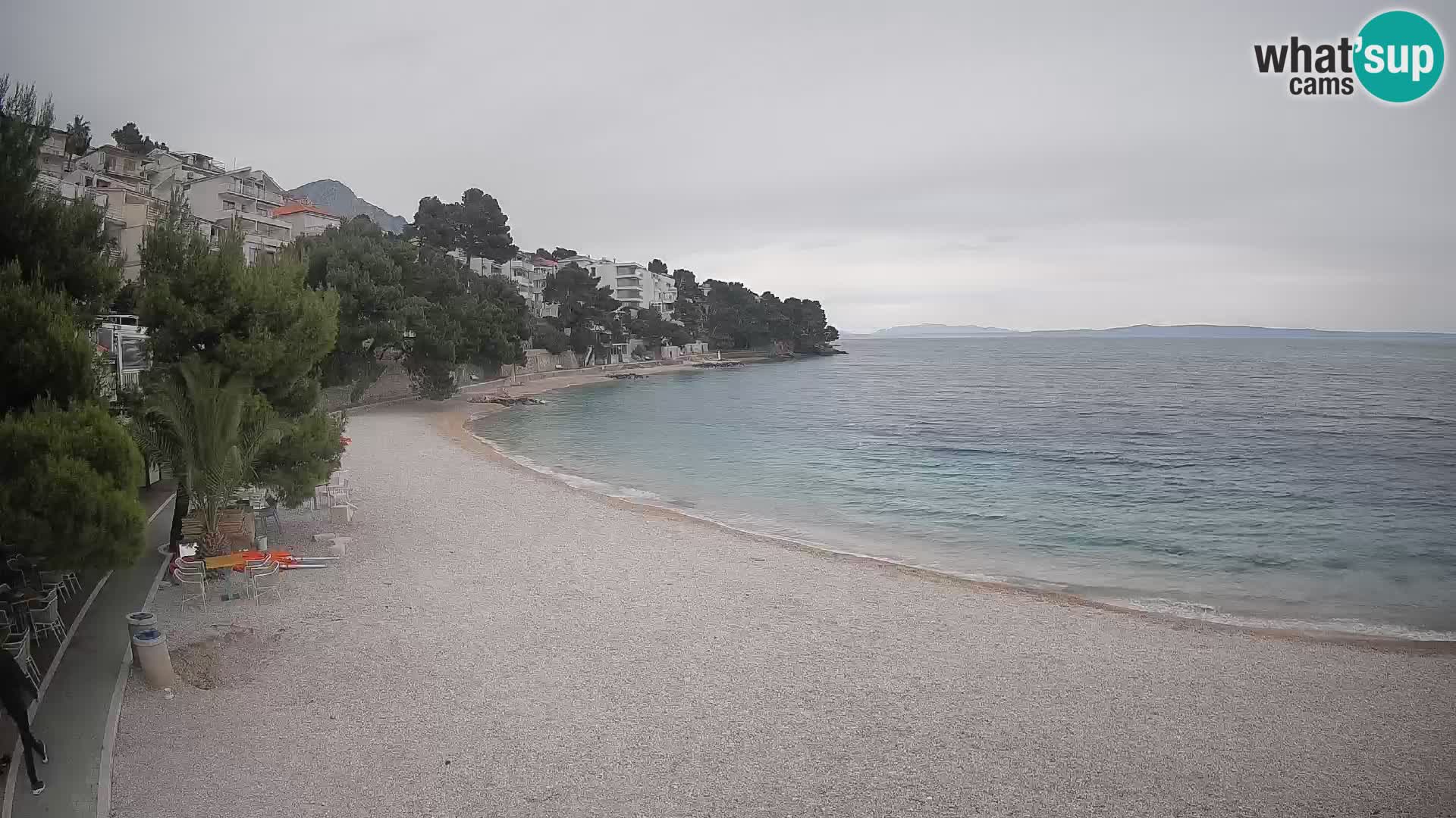 Spletna kamera Plaža Lučica Brela – Pogled v živo na Jadransko obalo