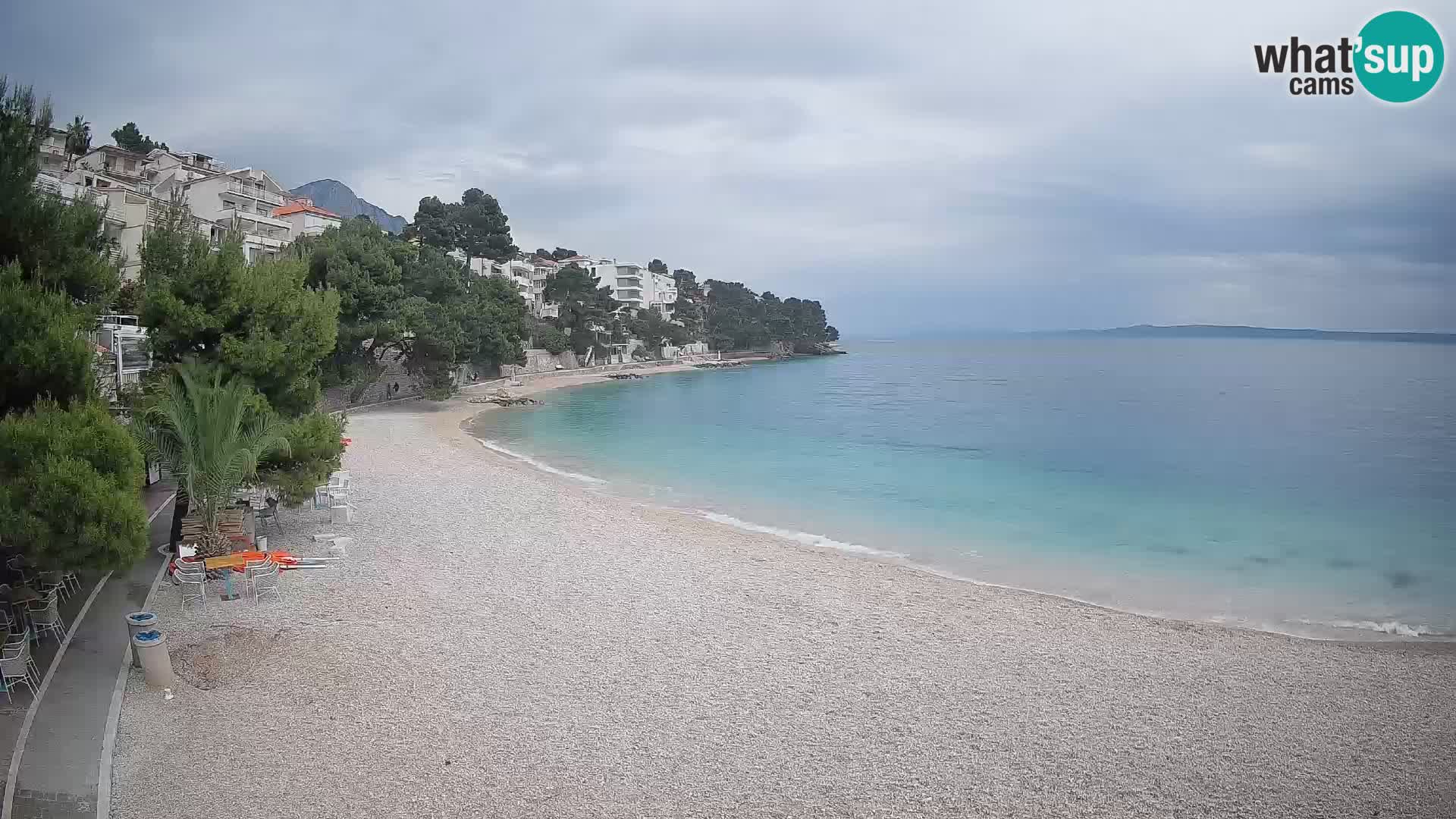 Webcam Lučica Strand Beach Brela – Liveblick von der Adriaküste