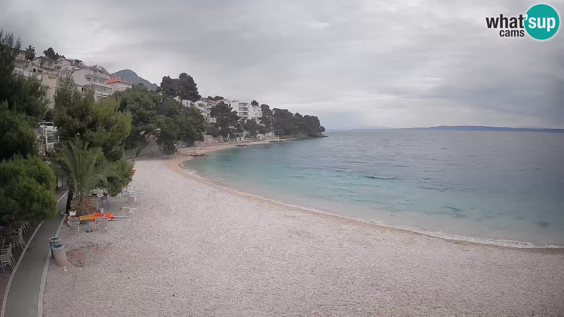 Webcam Lučica Strand Beach Brela – Liveblick von der Adriaküste
