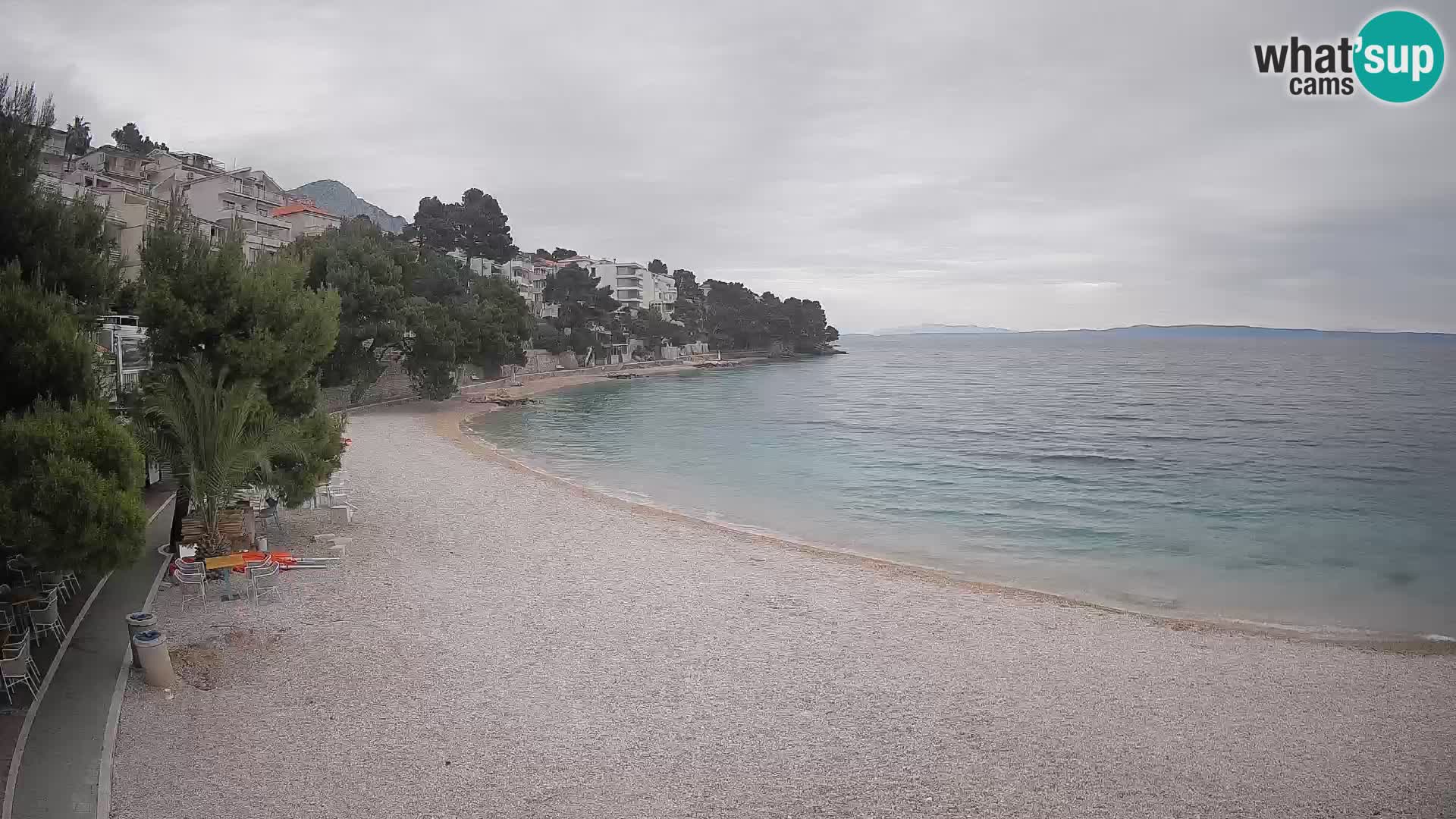 Web kamera Plaža Lučica Brela – Pogled uživo na jadransku obalu