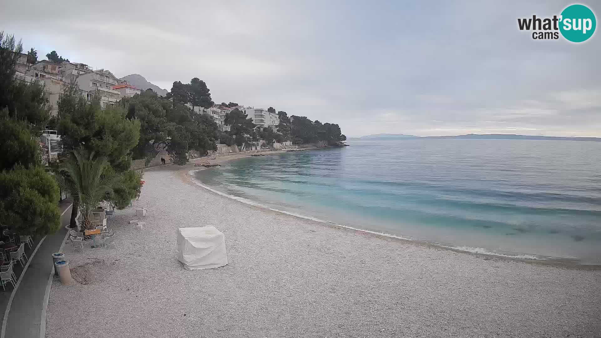 Webcam Lučica Strand Beach Brela – Liveblick von der Adriaküste