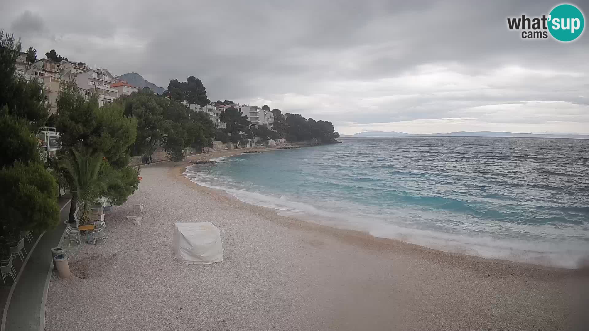 Webcam Lučica Strand Beach Brela – Liveblick von der Adriaküste
