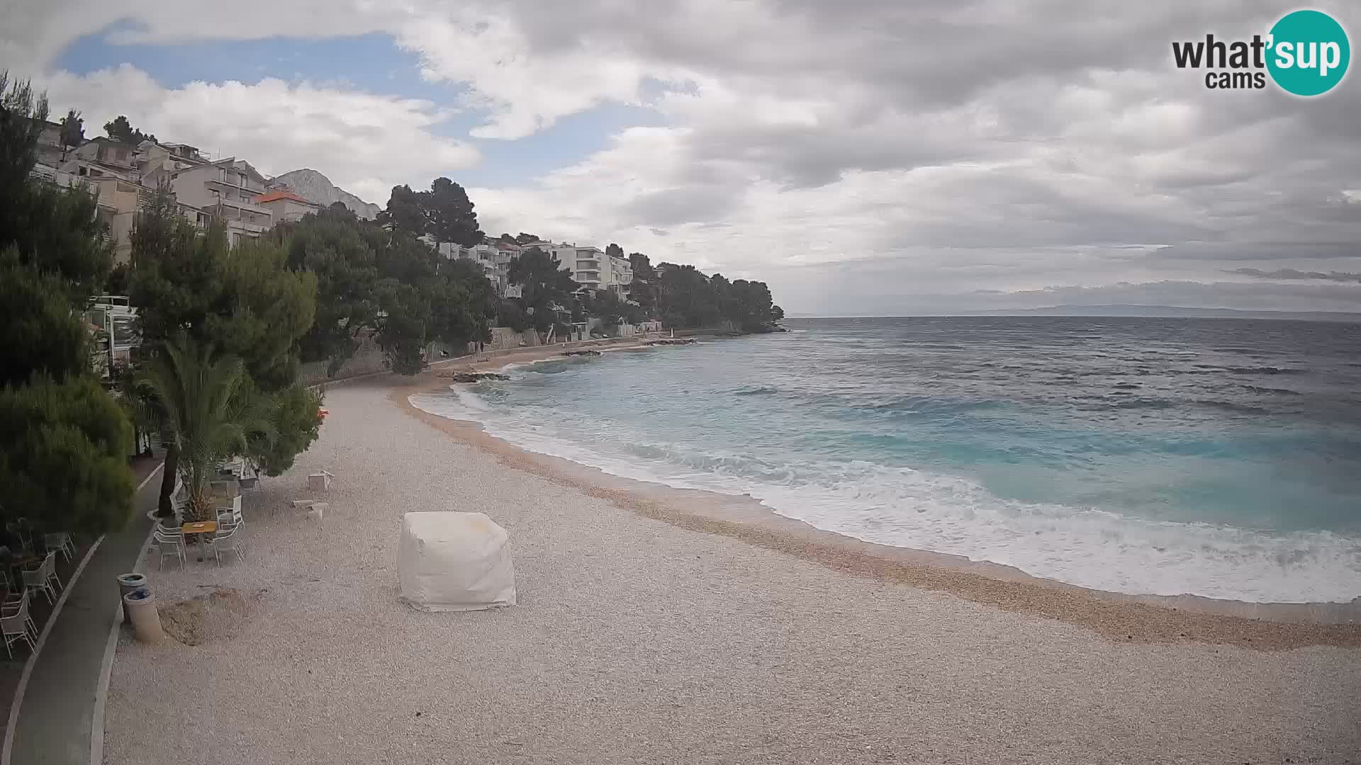 Webcam Lučica Strand Beach Brela – Liveblick von der Adriaküste