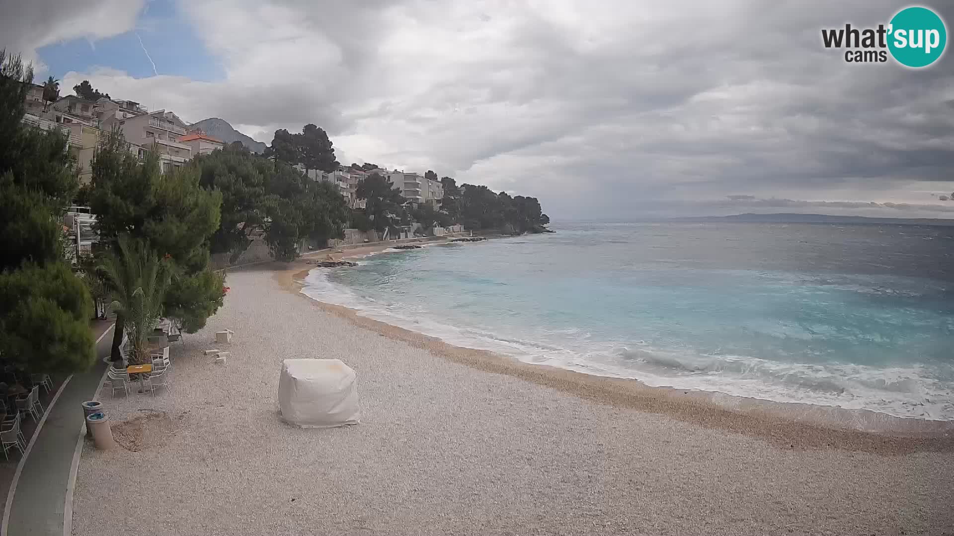Webcam Lučica Strand Beach Brela – Liveblick von der Adriaküste