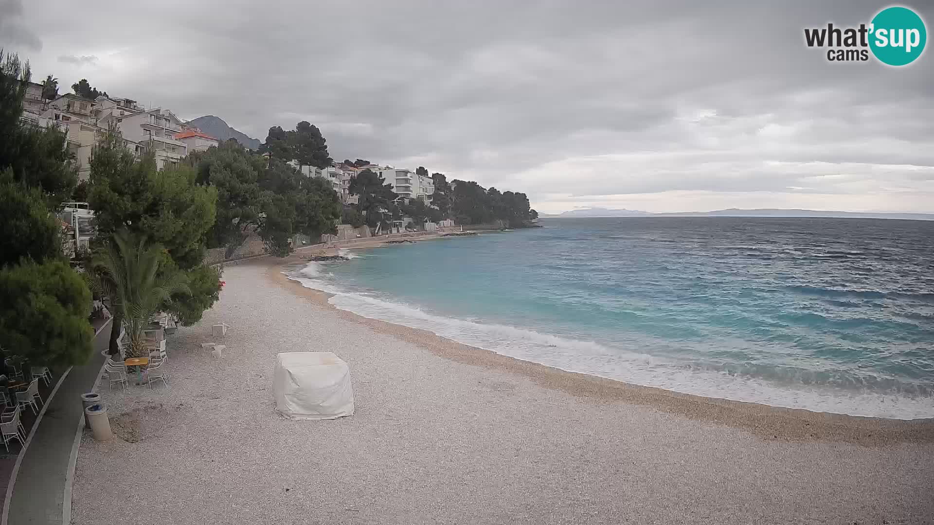 Webcam Lučica Strand Beach Brela – Liveblick von der Adriaküste