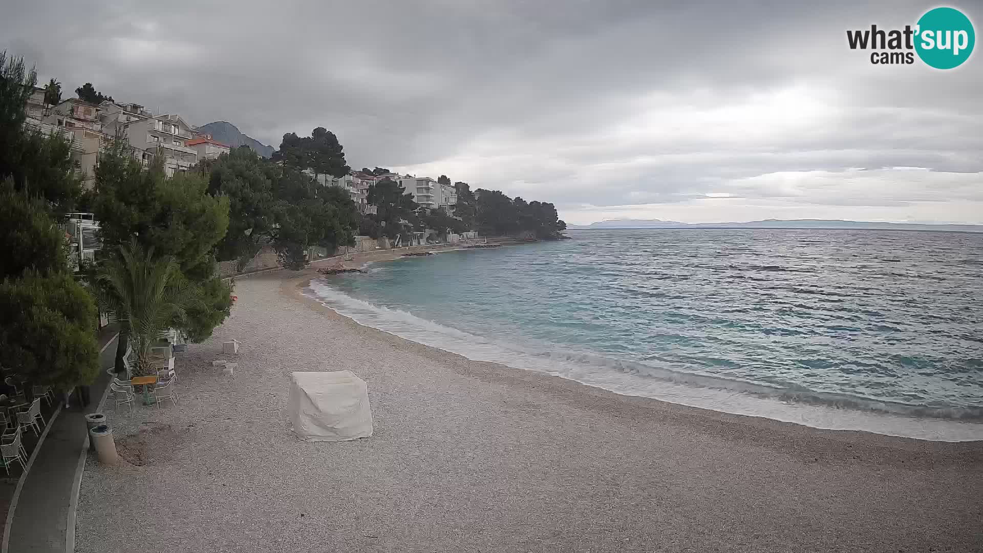 Spletna kamera Plaža Lučica Brela – Pogled v živo na Jadransko obalo