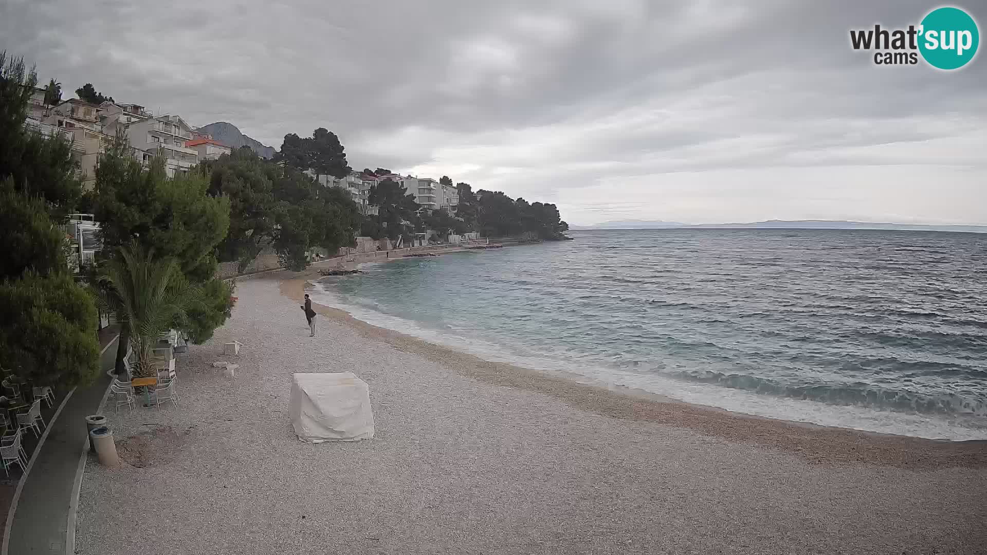 Web kamera Plaža Lučica Brela – Pogled uživo na jadransku obalu