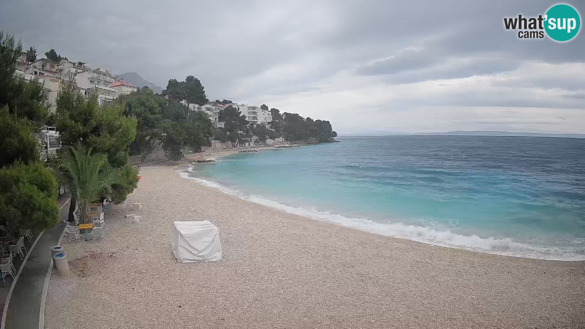 Web kamera Plaža Lučica Brela – Pogled uživo na jadransku obalu