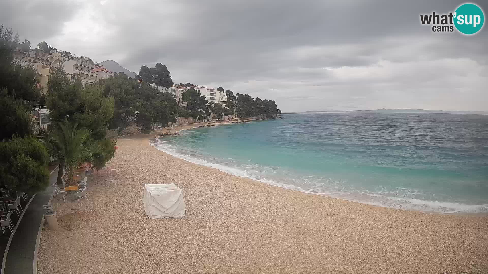 Spletna kamera Plaža Lučica Brela – Pogled v živo na Jadransko obalo