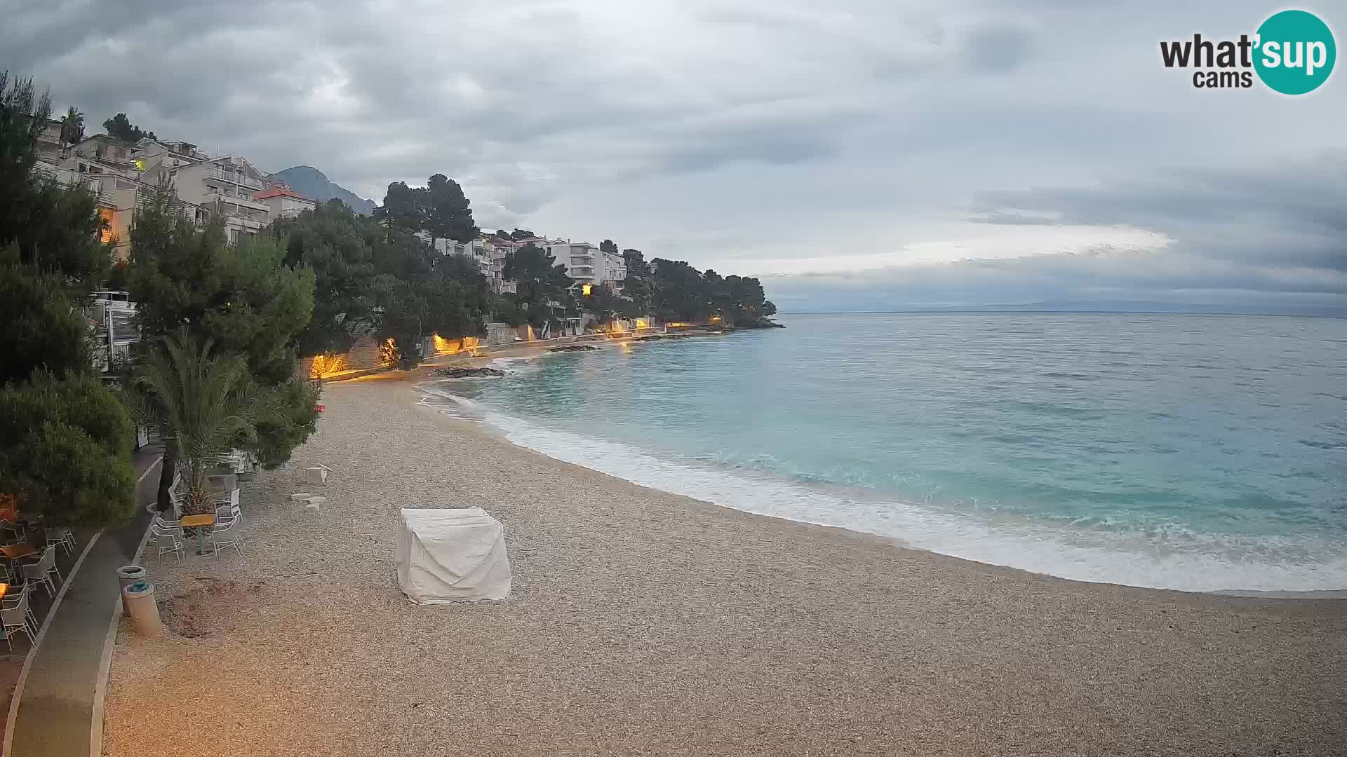 Webcam Lučica Strand Beach Brela – Liveblick von der Adriaküste