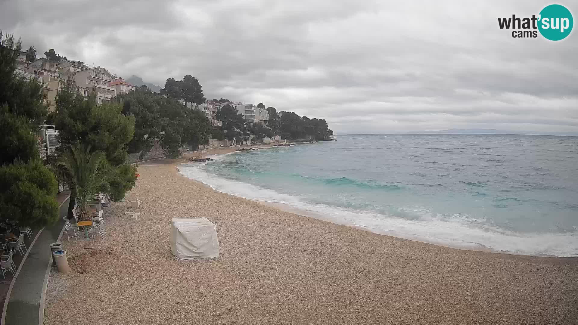 Web kamera Plaža Lučica Brela – Pogled uživo na jadransku obalu