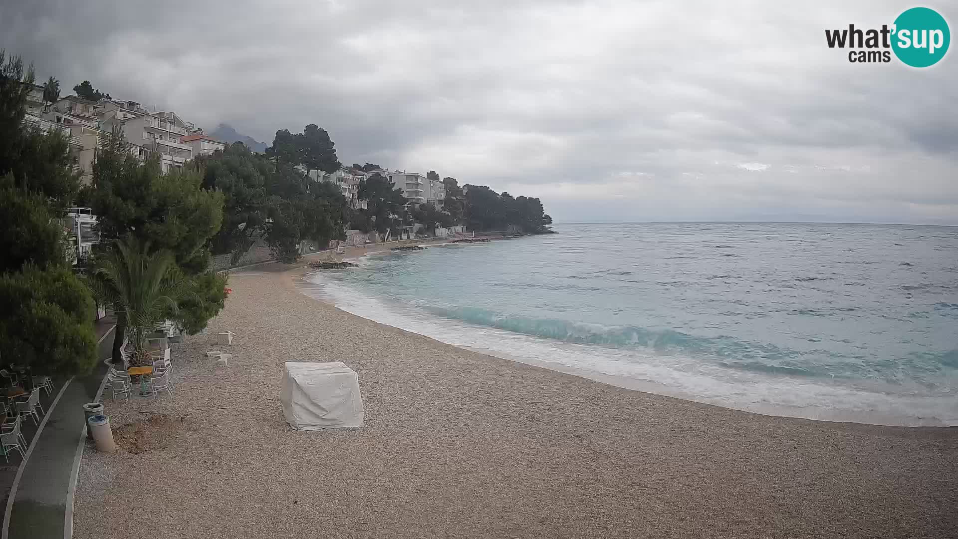 Web kamera Plaža Lučica Brela – Pogled uživo na jadransku obalu