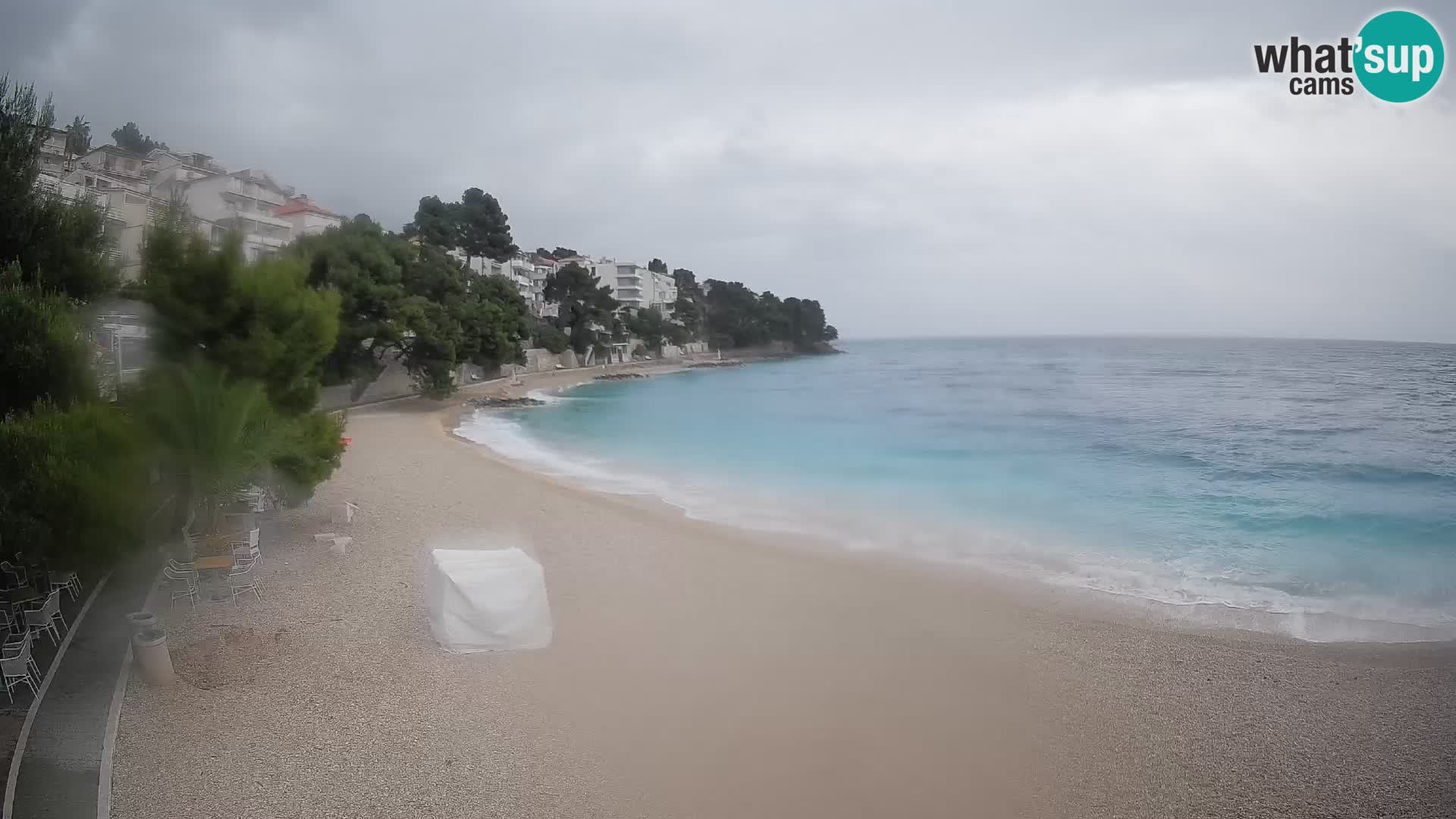 Web kamera Plaža Lučica Brela – Pogled uživo na jadransku obalu