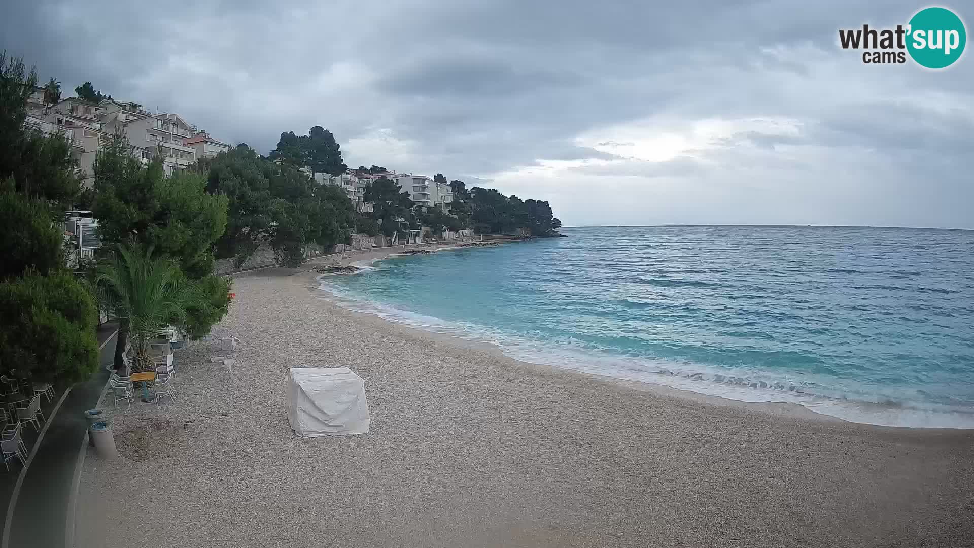 Webcam Lučica Strand Beach Brela – Liveblick von der Adriaküste
