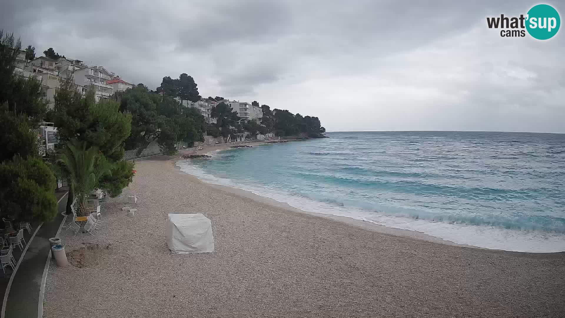 Webcam Lučica Strand Beach Brela – Liveblick von der Adriaküste